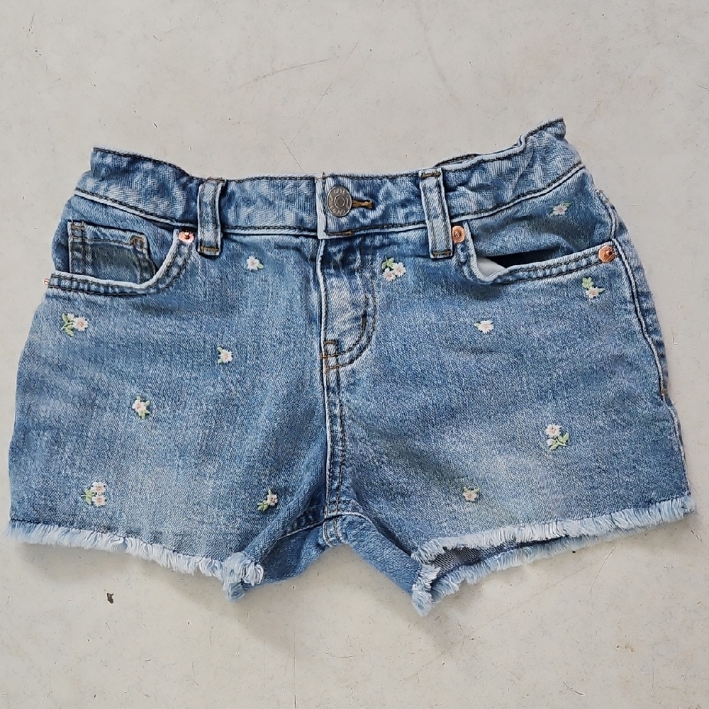 Cat & Jack Light Blue Jean Shorts with Floral Embroidery